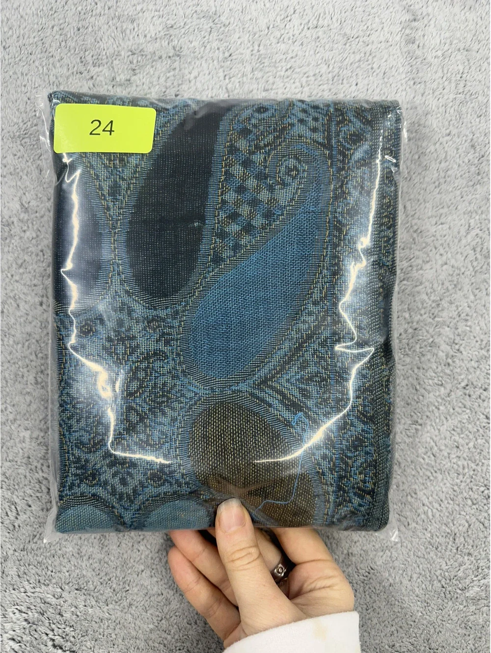 Blue Green Paisley Pashmina Silk Blend Shawl Scarf Wrap